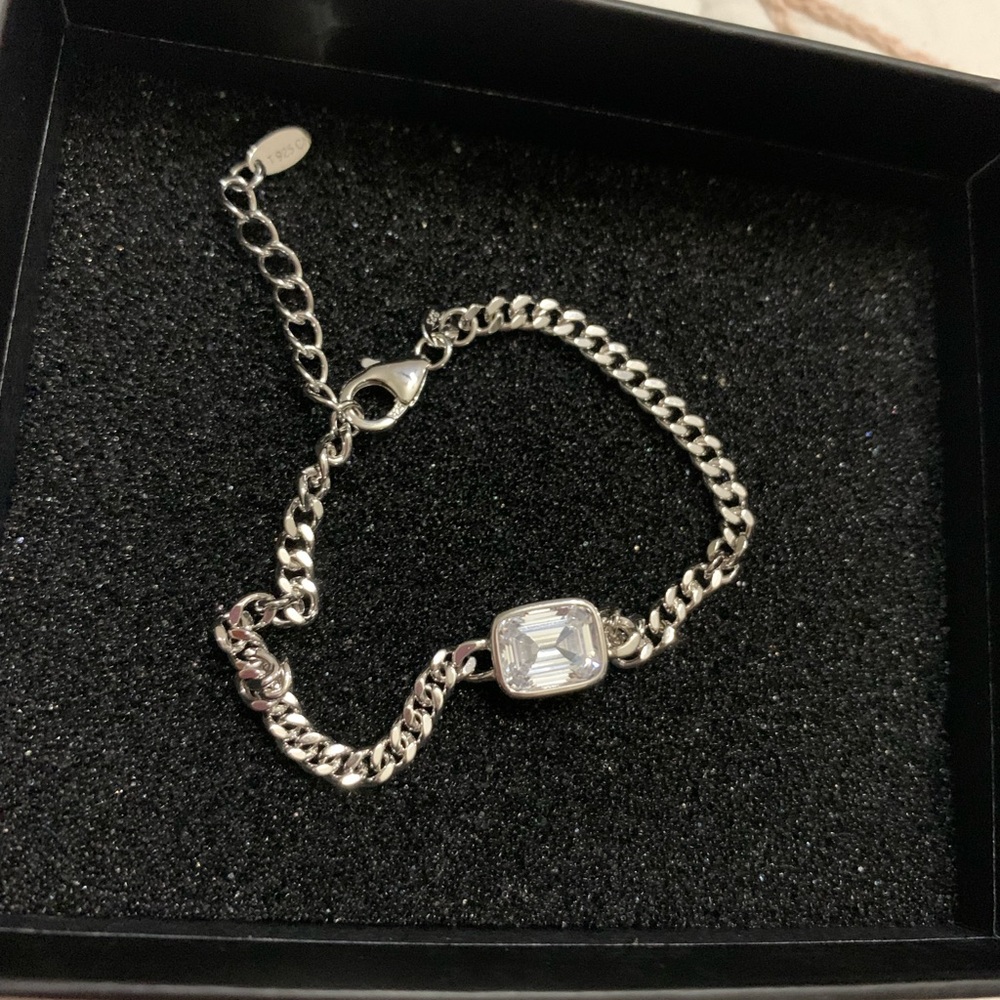 Tocara stainless steel silver rhinestone bracelet